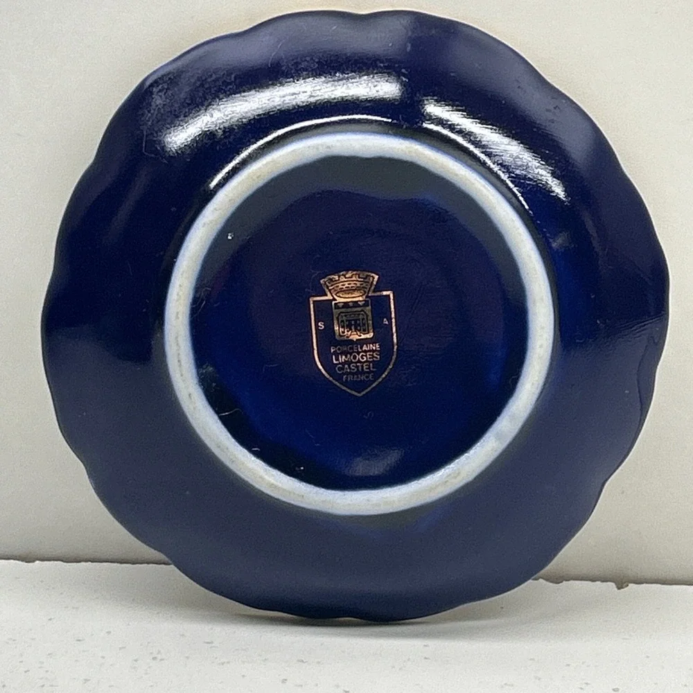 Vintage‎ Limoges France Cobalt Blue With Gold Accents Porcelain Miniature Plate